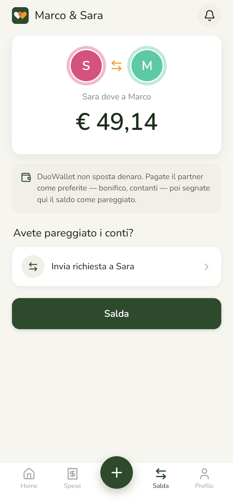 Saldate quando volete.